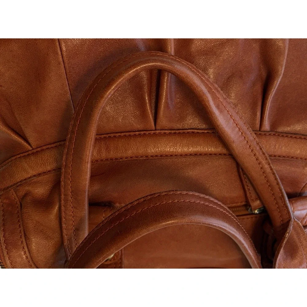 TANO Handbag Soft‎ Leather Zip Shoulder Bag Hobo - Red Orange - Please Read